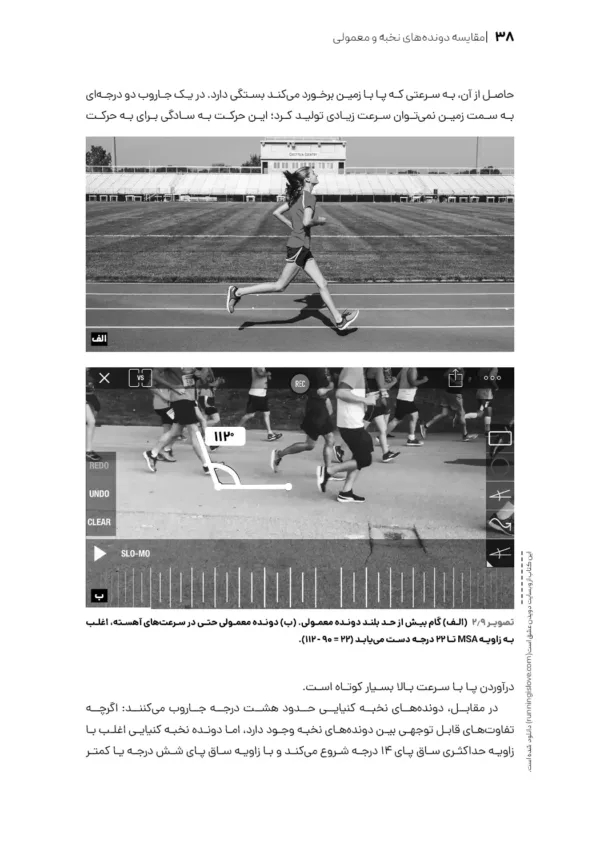برگه‌ای از کتاب فرم دویدن اوون اندرسون - دونده‌ای در حال انجام فرود پاشنه