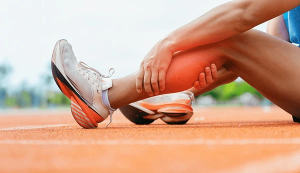 دونده در حال تجربه درد کشیدگی عضلانی ساق